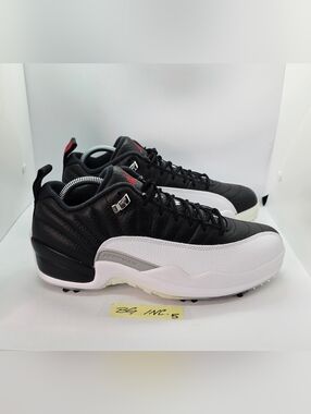 Nike Air Jordan 12 Retro Low Golf Shoes Men's Size 9.5 DH4120-010 Black / White